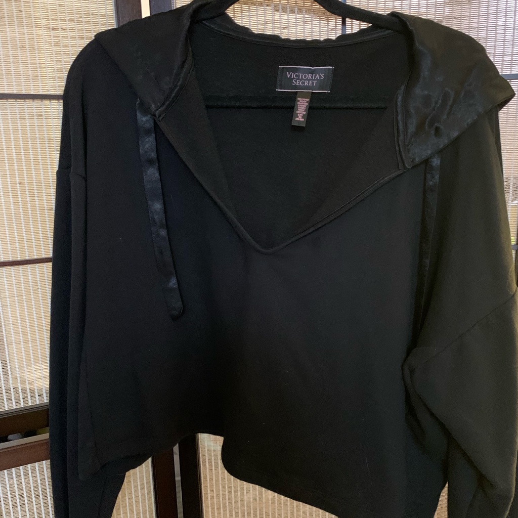 Victoria Secret Cropped Oversized Hoodie Black Small
